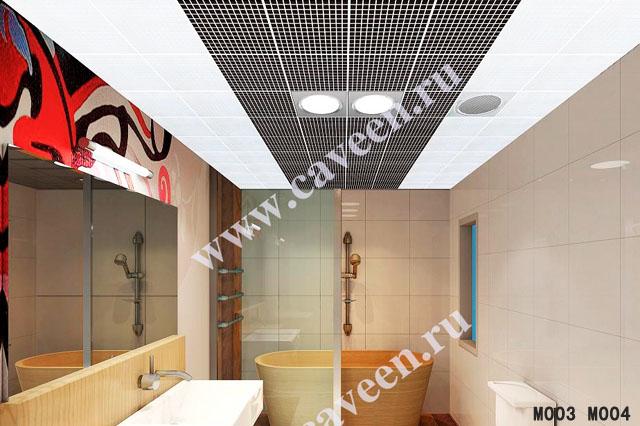 Подвесной кассетный потолок в ванной